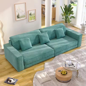 Sofá Grande de <span class=keywords><strong>Dos</strong></span> <span class=keywords><strong>Plazas</strong></span> con Asientos Profundos, Tapizado en Tela con Relleno de Esponja, Estructura de Madera Sólida, Diseño Moderno para Sala de Estar de Apartamento - Product Image 2