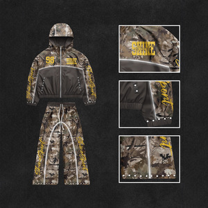 Tuta Sportiva Oversize Personalizzata in Stile Streetwear, Camouflage, in Nylon e Poliestere, Impermeabile, per <span class=keywords><strong>Uomo</strong></span> e Donna - Product Image 1