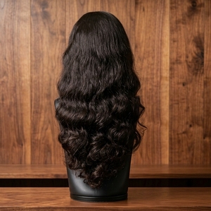 Perruque longue ondulée noire pour femmes, aspect naturel, cheveux humains doux, résistante à la chaleur, pour usage quotidien, fête, cosplay, mode - Product Image 1