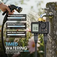 Programmateur d'arrosage extérieur HY2 Garden à 2 sorties, rechargeable, avec entrée en laiton, pour système d'irrigation programmable