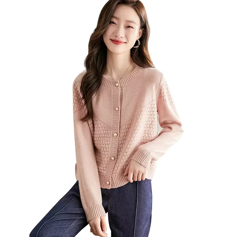 100% pure wool cardigan women spring and autumn with 2022 autumn new short loose soft waxy sweater jacket