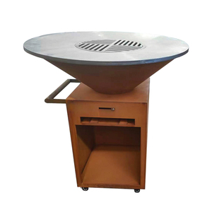 Moderno Carro para Fogatas de Acero Corten para Exteriores con Almacenamiento de Leña, Parrilla de Hierro Fundido con Acabado Mate, Calefacción para Exteriores - Product Image 2