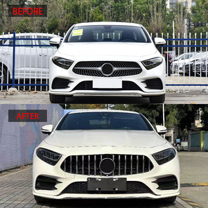 Parrilla vertical GT Mercedes-Benz C257, completamente negra con franjas plateadas, ABS, reemplazo frontal para modelos CLS 2019-2022 - Product Image 2