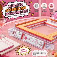 Jeu de Mahjong Américain 1,25 pouce, tuiles en acrylique orange 4 couches, 160 pièces, style classique de luxe, gravé au laser, imprimé UV, pliable