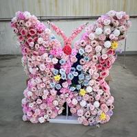 Personnalisation de toile de fond de mariage en forme de papillon, blanche, rose et bleue, 1,5 m x 1,5 m, pour une décoration de scène romantique