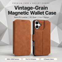 Étui portefeuille magnétique détachable en cuir PU pour iPhone 18 Pro 17 16 15 avec porte-cartes, antichoc et compatible avec la recharge sans fil