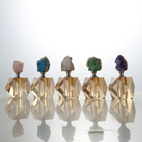 EVERCOSTEC J-0181 Flacon de parfum en verre cristal agate de luxe nordique 12 ml, couvercle au design géométrique, sérigraphie, décoration d'intérieur