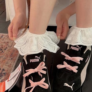 <b>Lace</b> <b>Socks</b> White Women Short Mid Calf Korean Style Sweet Breathable Sweat Absorbing Polyester Fiber - Product Image 3