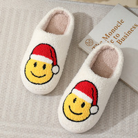 Chaussons Doux et Confortables d'Hiver pour Adultes, Motif Noël Père Noël Arbre Chapeau, pour Hommes et Femmes