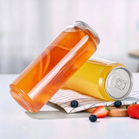 Canette en plastique PET transparente de qualité alimentaire pour boissons gazeuses, avec couvercle à ouverture facile, pour jus de fruits