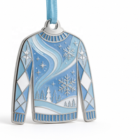 Ornement de Noël personnalisé en forme de pull, décoration de sapin, cadeau de Noël nordique pour les fêtes d'hiver, vente en gros, ornement en émail souple