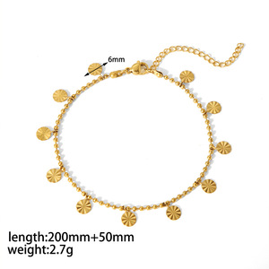 Floral <b>Anklet</b> 18K <b>Gold</b> Stainless Steel Women's Everyday Wear Foot Ornament Geometric Design TA8004 - Product Image 4