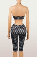 Ensemble de survêtement 2 pièces Y2K personnalisé avec logo pour femme, coupe ajustée, pour le sport et la gym, comprenant un short à pois et un haut sans manches