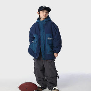 <span class=keywords><strong>Veste</strong></span> coupe-vent pour garçon style montagne, en nylon avec rembourrage en polyester, à capuche, color-block, hiver 2025, épaisse, chaude et tendance - Product Image 3