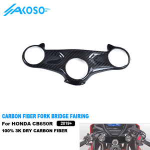 Kits de carénage AKOSO pour moto en fibre de carbone sèche 3K, comprenant le <span class=keywords><strong>pont</strong></span> de fourche avant et le capot de la tige de direction, pour Honda CB650R CBR650R 2019+ - Product Image 1