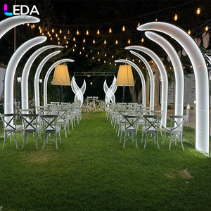 LEDA Outdoor Birthday Party Supplies Metal Arch <b>Backdrop</b> LED White Aisle Curtain Wrought Iron <b>Backdrop</b> for Wedding - Product Image 2