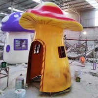 Statue de champignon en résine pour décoration de parc extérieur, grande statue de champignon en fibre de verre, sculpture de maison de champignon
