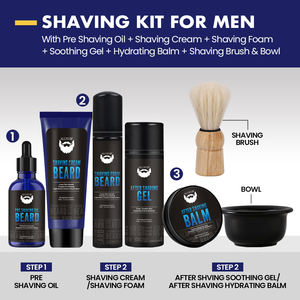 Label privé Produits de soin de la barbe au bois de santal pour hommes 7 pièces <span class=keywords><strong>Kit</strong></span> de toilettage Crème à raser Gel apaisant Ensemble pour hommes Soins de toilettage - Product Image 2