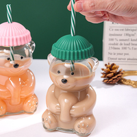 Nouveauté : Gobelet en verre en forme d'ours de 600 ml avec couvercle en forme de bonnet, motif dessin animé Kawaii, en borosilicate de haute qualité, pour jus, lait, café, et autres boissons de fête