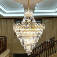 Bâtiment Villa grand milieu du siècle moderne suspension hall d'hôtel escalier de luxe Long K9 lustre en cristal suspension