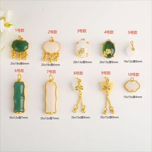 Colgante de Bambú con Incrustaciones de Oro Antiguo e Imitación de Jade Hetian, para Bisutería DIY, Accesorio para Pulseras y Collares - Product Image 2