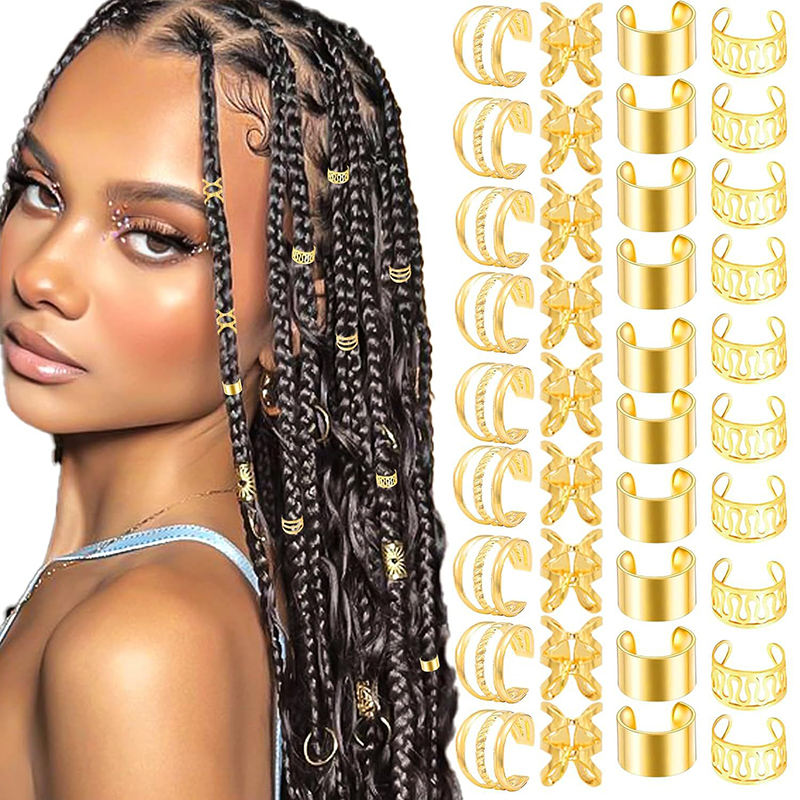 Box Braids With Gold Rings Hair Braid Beads Gold Hair Rings