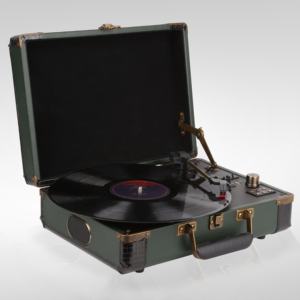 Porte-documents portable Tourne-disque avec Bluetooth et USB-Vert - Product Image 1