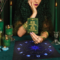 Planche de lecture de tarot Tailai Zodiac Astrology Crystal Grid Board Constellation, design néon, roue céleste, écologique