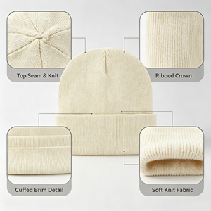 60 couleurs de bonnets tricotés, fabricant de bonnets, broderie de logo personnalisé, bonnets d'hiver épais à revers pour hommes et femmes - Product Image 2