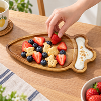 Plateau en bois d'acacia et carotte pour service de table, plateau de rangement écologique pour cuisine