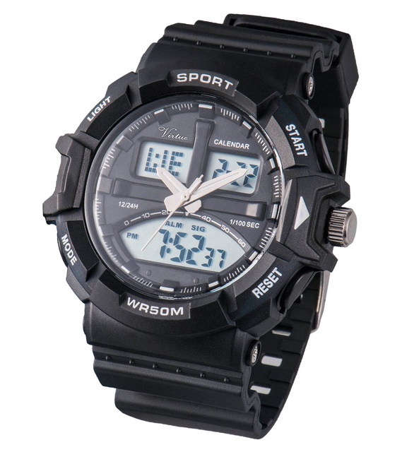 Wholesale 50M Waterproof Custom Logo Sports Smart Large Dual Dial Multifunction Digital Analog Watch Reloj Para Hombre