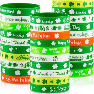 Easter Party Gift Silicone Bracelet Three Or Four Leaf Clover Easter Rubber Wristband