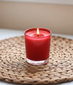 Elegant <b>Red</b> Scented <b>Candle</b> Clear Glass Jar Premium Soy Wax Steady Burn Home Decor Handmade Modern Style Diwali Ramadan - Product Image 1