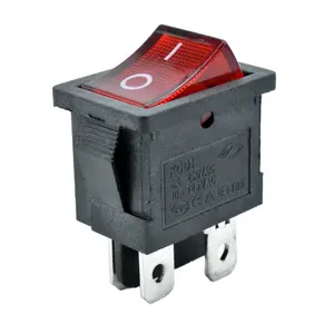 Petit 220 V Led Alimentation Universelle DC OU AC Interrupteur Marche-Arrêt Rouge Rocker 220 Volts Interrupteur Kcd1-104