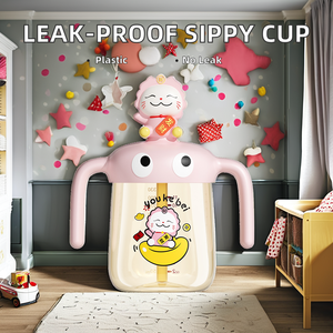 Gobelets en plastique PPSU anti-fuite personnalisés OEM avec paille Gobelets pour bébé pour plusieurs façons de se nourrir Logo personnalisé - Product Image 3