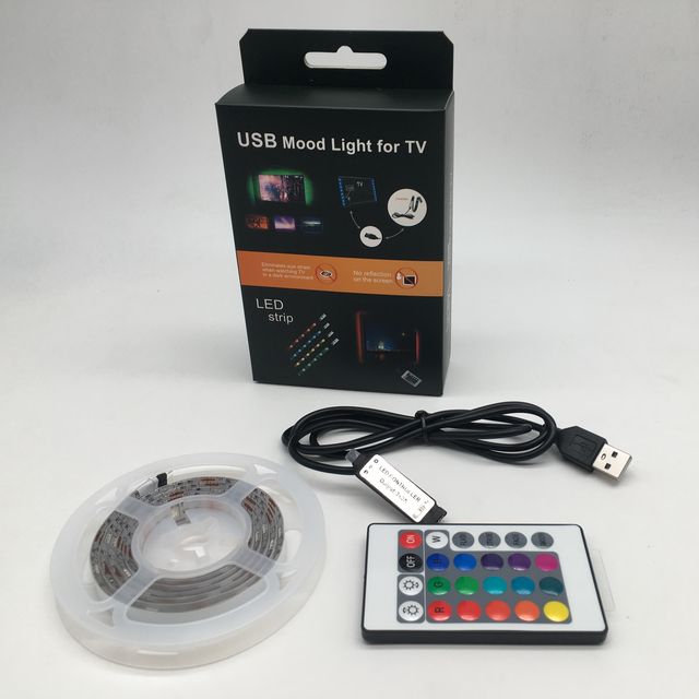 1m 2m 3m 4m 5m 20 Keys Music Control Rgb Usb Powered 5v 5050 Led Backlight Tv Usb Powered Led Strip Back Lights for Tv Computor