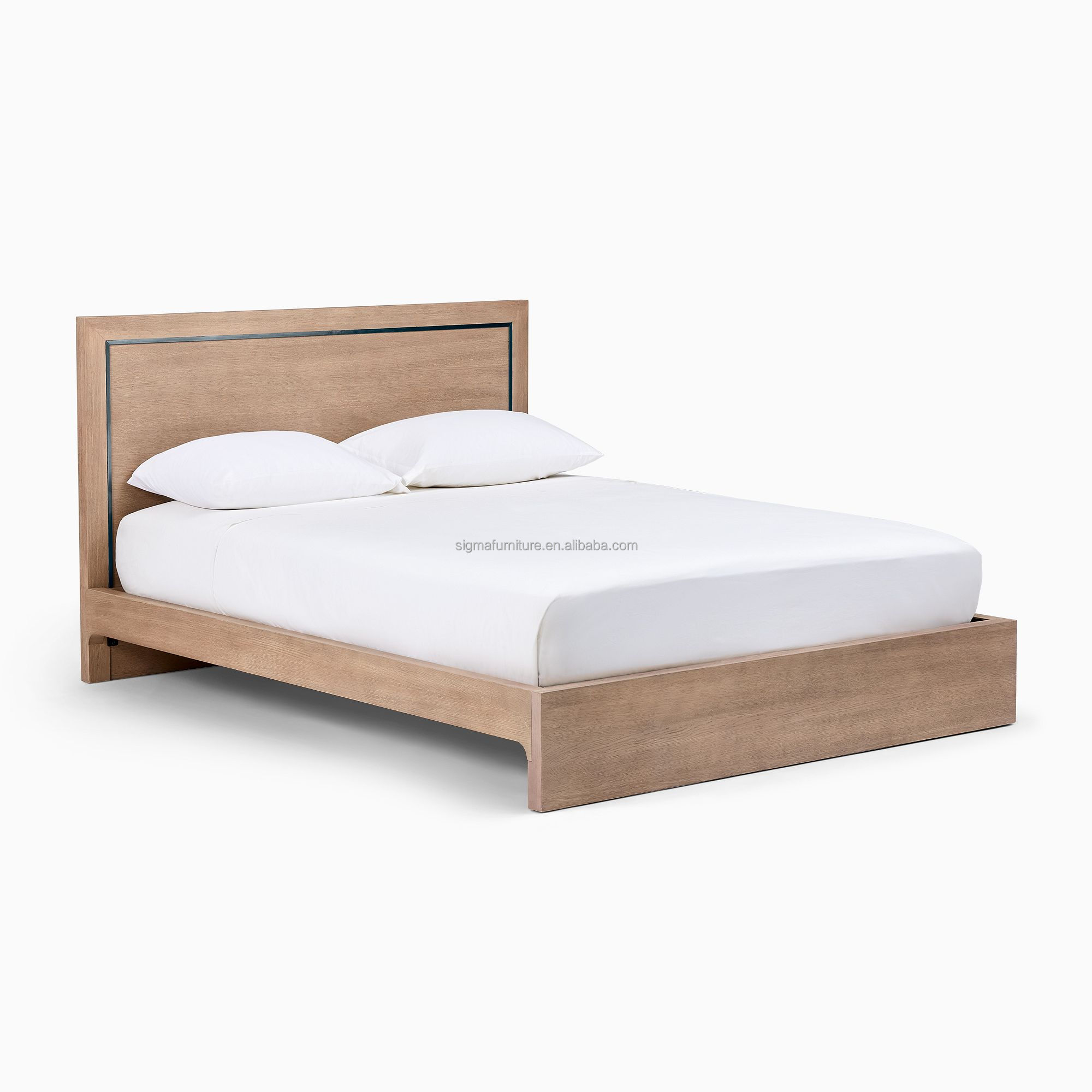 Hotel resort furniture customized solid wood wabi-sabi Oak wood bed Castle style solid wood bed