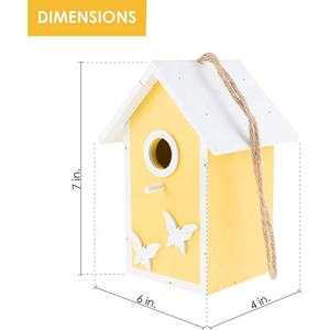 Hängendes Vogelhaus Dekorativer Vogel häuschen im Freien für Kolibris und Wildvögel Gelber Schmetterling - Product Image 3