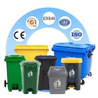 Poubelle mobile en plastique HDPE pour extérieur, 120L/240L/360L/660L/1100 litres, avec couvercle et pédale