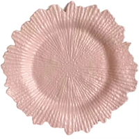 Assiettes de présentation décoratives en plastique pour mariage, 13 pouces, motif récif doré, en acrylique, pour dîner de mariage
