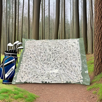 Venta al por Mayor de 100 Piezas/Bolsa, Tees de Golf de Madera Natural Blanca Ecológica de 70 mm (2 3/4 Pulgadas), Tees de Golf de Bambú en Blanco