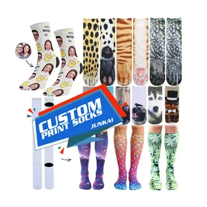 Wholesale Sublimated Print Socks Custom 3d Digital Printed Sports Men Socks Custom Printed Pattern Mens Socks