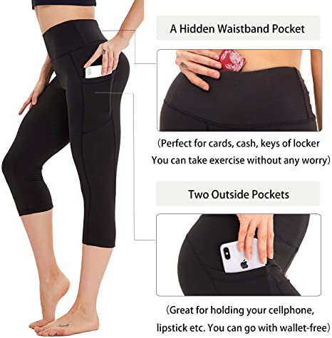 Custom Capri Yoga Pants with Solid Pattern Manufacturers' Women's Leggings with Pocket