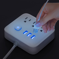 Hot Sales USB-Steckdosen leiste Flachste cker Verlängerung kabel mit 3 Steckdosen 3 USB-Anschlüsse Smart 2.1A 4ft Stromkabel Weiß für Universal