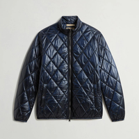 Blouson matelassé en nylon pour homme, coupe ajustée, imperméable, zippé, col montant, motif losanges, pour l'hiver