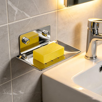 Support mural pour savon en acier inoxydable 304, auto-adhésif, sans perçage, porte-savon drainant pour salle de bain et évier de cuisine