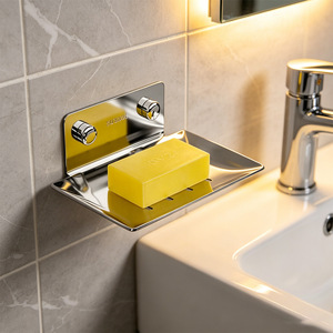 Portasapone <span class=keywords><strong>da</strong></span> Parete in Acciaio Inox 304 Autoadesivo Senza Foratura, Saponiera Drenante per Bagno e Lavello Cucina - Product Image 3