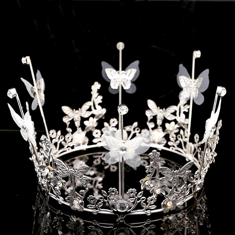 Mini Corona Decorativa In Metallo Con Perle E Strass Per Torta, Bomboniere E Centrotavola - Fiore Della Regina Vintage