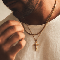 Pendentif Croix Personnalisé OEM ODM Collier en Acier Inoxydable Plaqué Or Bijoux Religieux pour Hommes Faible MOQ Fabricant Grossiste