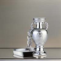 Porte-clés en alliage de zinc léger et fait main, découpé à l'emporte-pièce, pour fans de la Coupe d'Europe, avec trophée de l'équipe de football de Paris et de Barcelone, vente en gros de luxe 3D